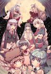  animal_ears antennae bad_id bad_pixiv_id black_eyes black_hair blazer blue_eyes bow bunny_ears cream_(nipakupa) crossed_arms dress ex-keine fujiwara_no_mokou full_moon green_hair hair_bow hat horns houraisan_kaguya imperishable_night inaba_tewi jacket kamishirasawa_keine long_hair looking_at_viewer moon multiple_girls mystia_lorelei necktie nurse_cap pink_eyes pink_hair reisen_udongein_inaba short_hair silver_hair smile touhou very_long_hair wings wriggle_nightbug yagokoro_eirin 