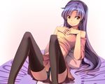  bon_(moegomi) cameltoe headphones idolmaster kisaragi_chihaya long_hair panties thighhighs underwear 