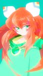  androgynous bad_id bad_pixiv_id dress facepaint feathers green_eyes hair_feathers kimimaru long_hair popoi red_hair seiken_densetsu seiken_densetsu_2 simple_background solo 