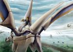  cloud cloudy_sky dragon flat_chest flying gun handgun helmet horn keil_fluge landscape md5_mismatch panzer_dragoon pistol red_eyes sky toy-t weapon 