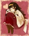  alluka_zoldyck bad_id bad_pixiv_id bangs black_hair blunt_bangs blush boots hairband hakama hunter_x_hunter japanese_clothes kimono koico male_focus meiji_schoolgirl_uniform multi-tied_hair otoko_no_ko panda red_eyes red_hakama solo 