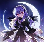  bad_id bad_pixiv_id crescent crescent_moon dress headdress long_hair lowres moon pantyhose pf purple_hair red_eyes rozen_maiden smile solo suigintou 