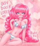  &hearts; &lt;3 2012 anthro big_breasts blue_eyes blush bow bra breasts cleavage clothed clothing cutie_mark equine female friendship_is_magic fur hair horse human humanized invalid_tag k-y-r-i-e looking_at_viewer mammal my_little_pony not_furry panties pink_body pink_fur pink_hair pink_theme pinkie_pie_(mlp) pony strap_slip underwear 