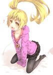  blonde_hair kouji_(campus_life) long_hair monogatari_(series) nisemonogatari oshino_shinobu pantyhose ponytail revision solo yellow_eyes 