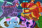  action female feral fight friendship_is_magic horn horse ironpony machine mammal mechanical my_little_pony pentagram pinkie_pie_(mlp) pony robot tiarawhy trixie_(mlp) twilight_sparkle_(mlp) unicorn ursa_major_(mlp) 