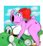  angry anthro belly big_breasts big_butt birdo bow_ribbon breasts butt chubby_female curvy_figure eyelashes female hi_res jewelry long_eyelashes lying mario_bros mario_kart mario_kart_8_deluxe motorcycle nintendo nude on_front plantedpot purple_eyes riding_motorcycle ring short_stack slightly_chubby solo thick_thighs vehicle wide_hips 