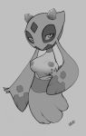  2018 3_fingers big_breasts breasts clothed clothing digital_drawing_(artwork) digital_media_(artwork) eyelashes female floating froslass ghost greyscale half-closed_eyes japanese_clothing kektails kimono looking_at_viewer mask monochrome nintendo nipples not_furry partially_clothed pok&eacute;mon pok&eacute;mon_(species) sketch solo spirit video_games 