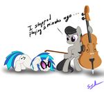  black_hair blue_hair bow_(stringed_instrument) cello cutie_mark dialog english_text equine eyewear female feral friendship_is_magic glasses hair horn horse long_hair mammal multi-colored_hair musical_instrument musical_note my_little_pony octavia_(mlp) plain_background pony sirradical sunglasses text two_tone_hair unicorn vinyl_scratch_(mlp) white_background 
