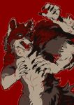  2018 abstract anthro blue_eyes canine digital_media_(artwork) kampfkewob male mammal rakan scar transformation were werewolf wolf 