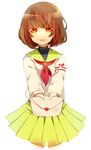  anthiea bad_id bad_pixiv_id brown_eyes brown_hair heart highres holding letter love_letter mawaru_penguindrum oginome_ringo school_uniform simple_background skirt solo white_background 