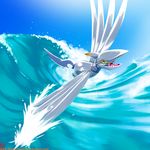 bird game_freak nintendo no_humans pokemon skarmory solo water wings 