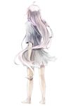  ahoge barefoot from_behind full_body ia_(vocaloid) kuroman long_hair pink_hair simple_background solo torn_clothes very_long_hair vocaloid white_background 