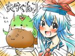  :3 bad_id bad_pixiv_id blue_hair blush chibi chocolate eating ex-keine hat horn_ribbon horns kamishirasawa_keine kamishirasawa_keine_(hakutaku) long_hair open_mouth rebecca_(keinelove) ribbon solid_circle_eyes solo sukusuku_hakutaku touhou 