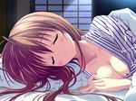  bed breasts brown_hair cleavage hoshizora_e_kakaru_hashi ryohka sleeping 