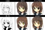  bad_id bad_pixiv_id brown_hair chart green_eyes multiple_views original suzumori_uina translated upper_body 