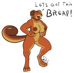  absurd_res alpha_channel anthro big_breasts breasts brown_body canid canine curled_tail dachsbun female flexing generation_9_pokemon genitals hi_res mammal navel nintendo nipples pokemon pokemon_(species) pussy salandile simple_background solo text transparent_background 