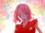  aqua_eyes bare_shoulders haruno_sakura naruto open_mouth pink_hair pixiv_thumbnail resized short_hair tears zhangquanyezhangquanye 