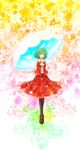  ascot doboru_(pixiv20862474) dress flower green_hair highres kazami_yuuka pantyhose petals solo touhou umbrella vest 