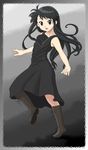  akiyama_mio black_dress black_hair border chunpai dress k-on! long_hair open_mouth solo 