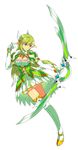  bow_(weapon) breasts elf elsword green_eyes green_hair pointy_ears rena_(elsword) skirt thighhighs weapon wings 