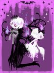  bat boots chandelure creepy crown fire gothic high_heel_boots high_heels litwick nintendo personification pokemon white_hair 