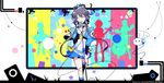  flower headphones ideolo luo_tianyi microphone microphone_stand open_mouth short_hair_with_long_locks vocaloid vocanese 