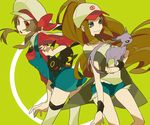  bad_id bad_pixiv_id baseball_cap blue_eyes bow brown_eyes brown_hair cabbie_hat espeon forked_tail gen_2_pokemon green_background hat hat_bow kotone_(pokemon) long_hair low_twintails mochizuki_kei multiple_girls overalls pokemon pokemon_(creature) pokemon_(game) pokemon_bw pokemon_hgss ponytail short_shorts shorts simple_background tail thighhighs touko_(pokemon) twintails umbreon vest white_legwear wristband zettai_ryouiki 