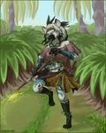  emikochan eyewear female gnoll goggles hyena jungle magic_user mammal midriff polearm solo staff tribal 