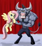  abs angry anthro blue_eyes cutie_mark equine female feral fluttershy_(mlp) friendship_is_magic hair hooves horn horse invalid_tag iron_will_(mlp) john_joseco looking_at_viewer male mammal minotaur muscles my_little_pony pegasus pink_hair pony wings 