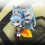  android aqua_hair blue_hair labrys long_hair nugunu persona persona_4:_the_ultimate_in_mayonaka_arena pleated_skirt ponytail red_eyes school_uniform skirt solo very_long_hair 