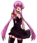  bad_id bad_pixiv_id bare_shoulders black_dress black_legwear blood blood_on_face dress garters gasai_yuno knife long_hair mirai_nikki open_mouth pink_eyes pink_hair play_r sidelocks solo thighhighs twintails zettai_ryouiki 