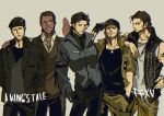  5boys a_king&#039;s_tale:_final_fantasy_xv baseball_cap beard beret black_hair cid_sophiar clarus_amicitia cor_leonis dark-skinned_male facial_hair final_fantasy final_fantasy_xv hat mad369 male_focus monocle multiple_boys regis_lucis_caelum waistcoat weskham_armaugh younger 