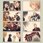  candy candy_cane christmas cidney_aurum coffee fake_facial_hair fake_mustache final_fantasy final_fantasy_xv food gift gladiolus_amicitia hat hetero ignis_scientia iris_amicitia lunafreya_nox_fleuret mad369 noctis_lucis_caelum prompto_argentum ravus_nox_fleuret ribbon santa_hat wrench 