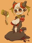  animal_ears aoneko blush breasts cleavage furry large_breasts pandawa pandawa's_pint sexually_suggestive smile tail wakfu 