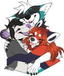  acru ailurid ambiguous_gender blue_eyes canid canine cuddling darkfuzzy didelphid eyes_closed fangs fennec fox group hair hug long_hair male mammal mangopoptart marsupial matthias nuzzling purple_eyes red_panda short_hair smile tongue tongue_out 