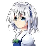  blue_eyes bow hidaka_kouyou izayoi_sakuya maid_headdress silver_hair smile solo touhou transparent_background 