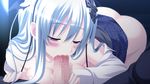  censored fellatio game_cg gray_hair long_hair makita_maki no_bra nopan penis shinigami_no_testament vivi_alhazerd 