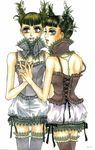  doll feathers gothic_lolita highres lolita_fashion mihara mitsukazu siblings twins 