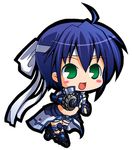  :d ahoge armor armored_boots artist_request belt blush_stickers boots buckle chibi full_body knee_boots knee_pads looking_at_viewer lowres lyrical_nanoha mahou_shoujo_lyrical_nanoha_strikers open_mouth revolver_knuckle running simple_background smile solo subaru_nakajima white_background 