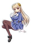  blonde_hair breasts capcom_fighting_jam hairpods ingrid large_breasts long_hair mary_janes pantyhose red_eyes shimamoto_utsumi shoes solo 