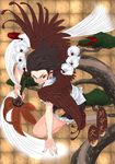  geta looking_at_viewer serious shameimaru_aya solo tengu tengu-geta touhou tsurui wings 