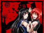  0-kouya-0 black_hair highres kaibutsu_oujo kamura_reiri mai_hime my-hime parody red_hair redhead riza_wildman vampire 