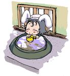  ^_^ animal_ears baku_taso bath bathing blush bunny_ears chibi closed_eyes happy inaba_tewi rubber_duck solo touhou 