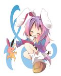  :d ^_^ ana_(rznuscrf) animal_ears blazer bunny bunny_ears closed_eyes gradient_hair grin jacket long_hair lowres multicolored_hair open_mouth orange_hair purple_hair reisen_udongein_inaba smile solo touhou 