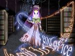  book english hat long_hair lucia_(artist) patchouli_knowledge ribbon solo touhou 