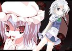  bad_id bad_pixiv_id between_fingers blood fang izayoi_sakuya knife maid multiple_girls omiso_(omiso) remilia_scarlet touhou 