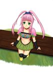  1girl chelsea_torn green_eyes midriff navel pink_hair shoes smile tales_of_(series) tales_of_destiny thighhighs 