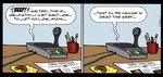  carry-on comic cup desk doughnut english_text food humor kathy_(carry-on) kathy_garrison kathy_grrsn_(carry-on) newspaper text webcomic 