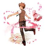  bad_id bad_pixiv_id bow brown_hair closed_eyes flower gen_4_pokemon happiny heart hiyo leg_up letter male_focus necktie open_mouth outstretched_arms pants pearl pokemon pokemon_(anime) pokemon_(creature) takeshi_(pokemon) vest watch wristwatch 