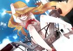  basket blonde_hair handlebar hat legs long_hair long_legs monogatari_(series) nisemonogatari oluha oshino_shinobu pov sandals solo sun_hat yellow_eyes 